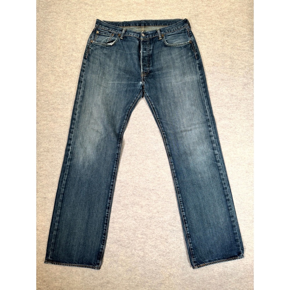 Levis 501 Original Fit Jeans Mens 36x34 Blue Mid Rise Straight Leg Denim Cotton
